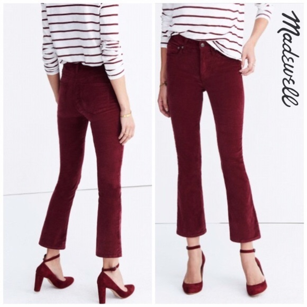Madewell Burgundy Cali Demi Boot Cut Pants